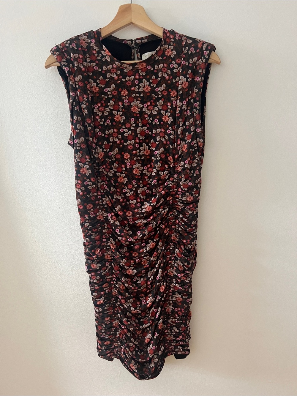 Ramy Brook Black Midi Dress with Pink & Red Floral Print